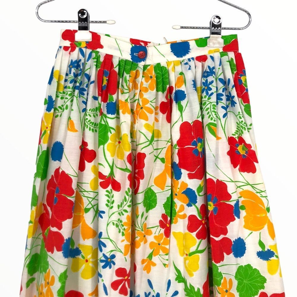 70’s Vintage Adelaar Bold Multicolor Floral Full Maxi Skirt - Picture 5 of 11